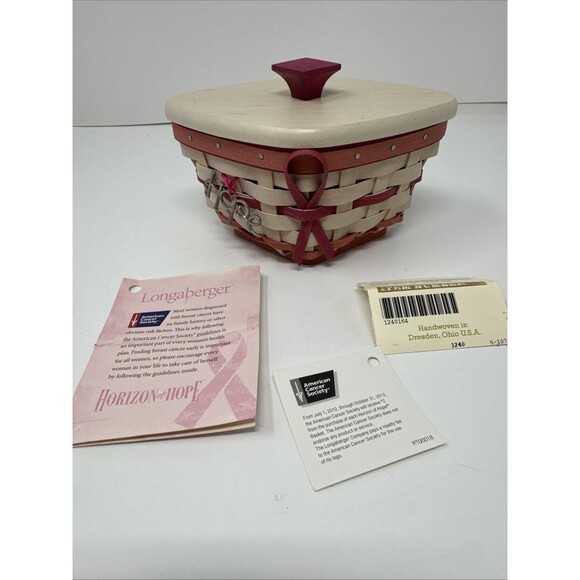 Longaberger 2012 Breast Cancer Horizon of Hope Basket Diamond Shape Lid Liner - Picture 1 of 14